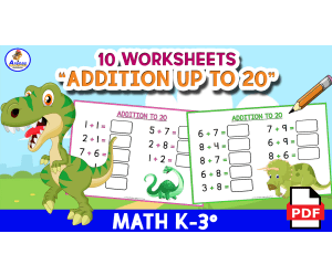 ADDITION UP TO 20 - 10 Worksheets - DINOSAUR THEME