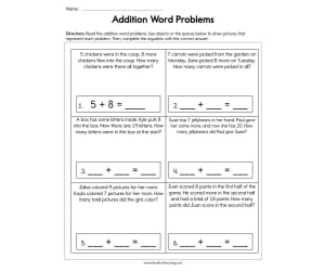Addition Word Problems Worksheet