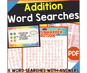Addition Word Searches (PDF)