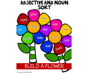 Adjective and Noun Sort - Build a Flower Craft
