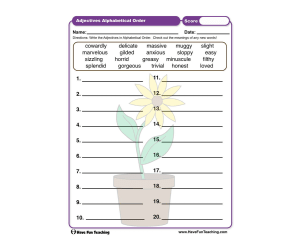 Adjectives Alphabetical Order Worksheet