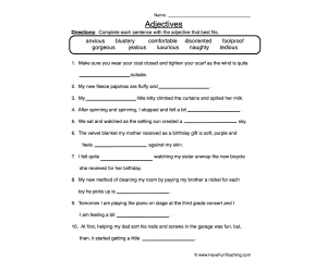 Adjectives Fill in the Blanks Worksheet
