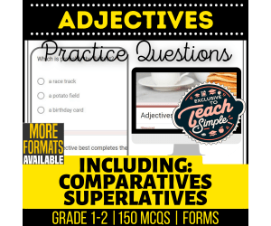 Adjectives Practice Questions - Grades 1-2 Grammar (Forms)