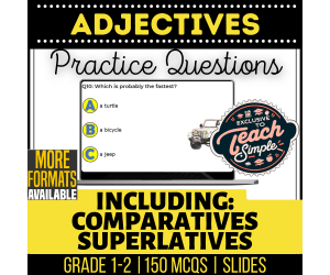 Adjectives Practice Questions - Grades 1-2 Grammar (Slides)