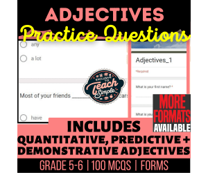 Adjectives Practice Questions - Grammar Grade 5-6 (Forms)