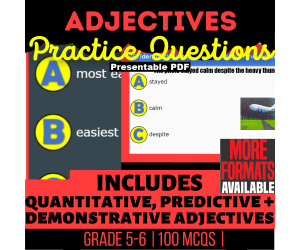 Adjectives Practice Questions - Grammar Grade 5-6 (Presentable PDF)