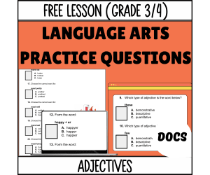 Adjectives Sample Grades 3-4 Grammar (Google Docs)