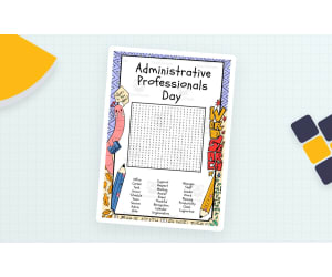 Administrative Professionals Day word search puzzle worksheet activity