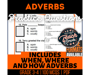 Adverbs Practice Questions - Grades 3-4 Grammar (PDF)