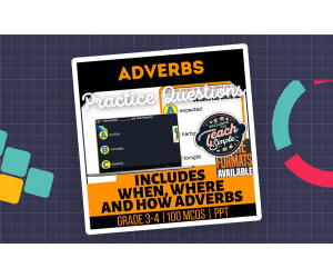 Adverbs Practice Questions - Grades 3-4 Grammar (PPT)