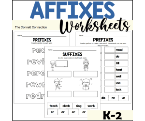 Affixes Worksheets for Prefixes and Suffixes K-2