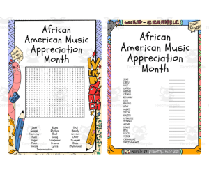 African American Music Appreciation Month word search & scramble