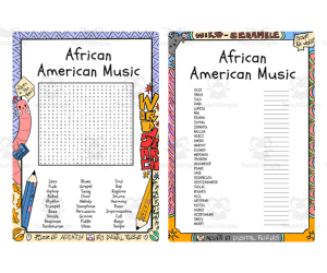 African American Music word search & scramble