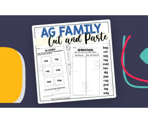 AG Word Family Cut and Paste Worksheets