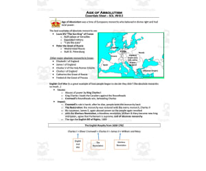 Age of Absolutism Essentials Sheet