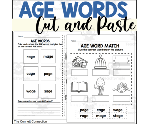 AGE Word Family Cut and Paste Worksheets