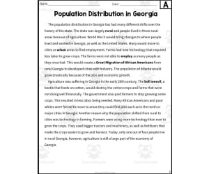 Agriculture, Technology + Population Distribution in Georgia Reading Packet