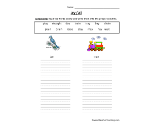 AI, AY Vowel Worksheet