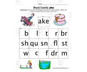 AKE Word Family Worksheet