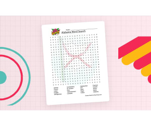 Alabama Word Search Worksheet