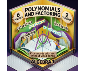 Algebra 1 Polynomials Operations and Factoring Crosswords with Word Ba