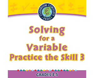 Algebra: Equations - Solving for a Variable - Practice the Skill 3 - FLASH-MAC
