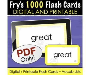 All 1000 Fry's Sight Words - Digital + Printable Flash Cards & Vocabulary Lists