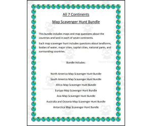 All 7 Continents Map Scavenger Hunt Bundle