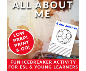 All About Me: No-prep Activity for ESL Beginners & Young Learners' First Class