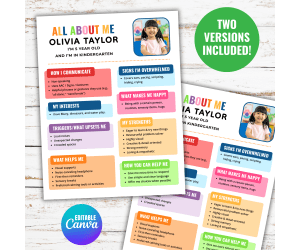 All About My Child Special Needs Student Profile For Autism ADHD IEPs