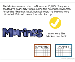 All About the Marines Adapted Book Slide Deck for Special Ed