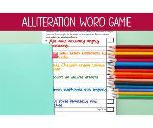ALPHABET ALLITERATION ACTIVITY, WORD GAME WORKSHEETS, GROUP ACTIVITIES