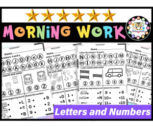 Alphabet & Numbers Worksheets Review Kindergarten Morning Work Letter