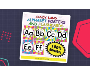 Alphabet Poster & Flashcards in Candy Land Theme - 100% Editable