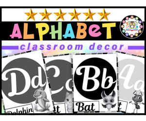 Alphabet Posters black & white | black Alphabet Letters