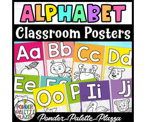 Alphabet Posters - Classroom Decor - Spotty Rainbow Brights