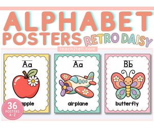 Alphabet Posters Letter Formation Beginning Sounds Phonics Daisy Decor