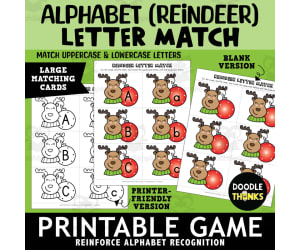 Alphabet Reindeer Letter Match Uppercase and Lowercase Matching Game