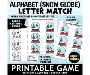 Alphabet Snow Globe Letter Match Uppercase and Lowercase Matching Game