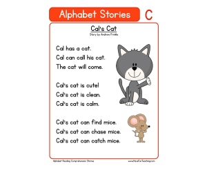 Alphabet Stories Letter C Reading Comprehension Worksheet