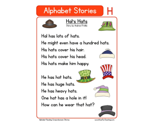 Alphabet Stories Letter H Reading Comprehension Worksheet