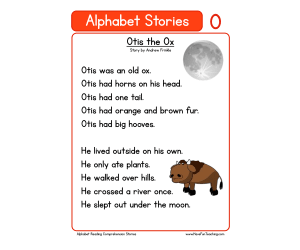 Alphabet Stories Letter O Reading Comprehension Worksheet