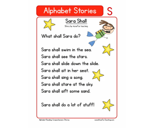 Alphabet Stories Letter S Reading Comprehension Worksheet