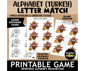 Alphabet Turkey Letter Match Uppercase & Lowercase Matching Game