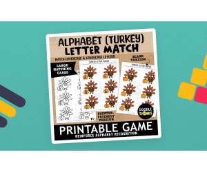 Alphabet Turkey Letter Match Uppercase & Lowercase Matching Game