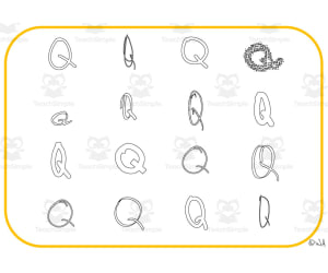Alphabet Visual Cards - Letter Q Mats