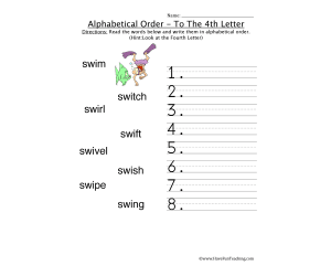 Alphabetical Order To The Fourth Letter Worksheet