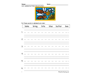 Alphabetical Order To The Second Letter Worksheet