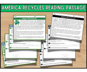 America Recycles Day Reading Comprehension Passage & Questions for 3rd