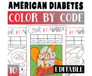 American Diabetes Editable Color By Code Worksheets Activity